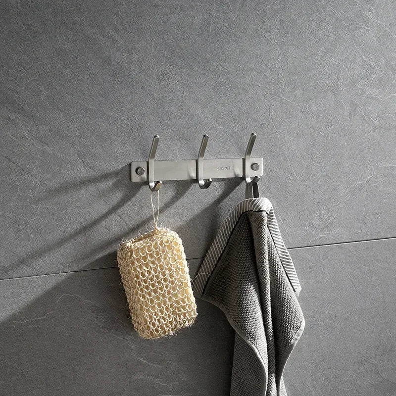 Patère Salle de Bain Inox Brossé, Barre de 1 à 7 Crochets