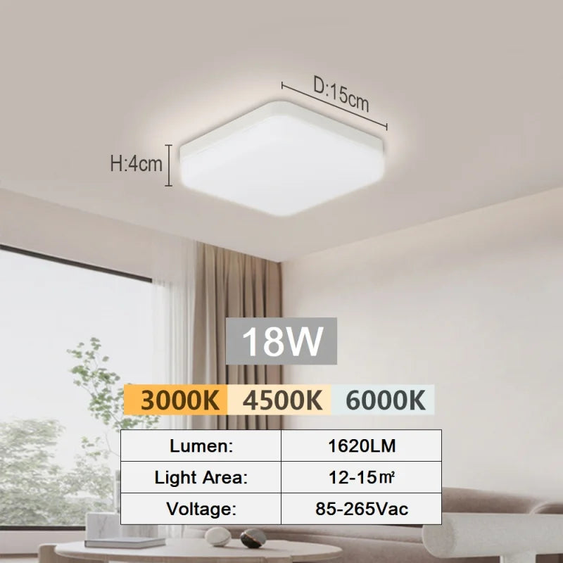 Plafonnier LED Cuisine Extra-Plat, Rond ou Carré, 18 à 48 W