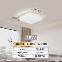 Plafonnier Salle de Bain LED IP45 Carré ou Rond, 15 à 30 cm
