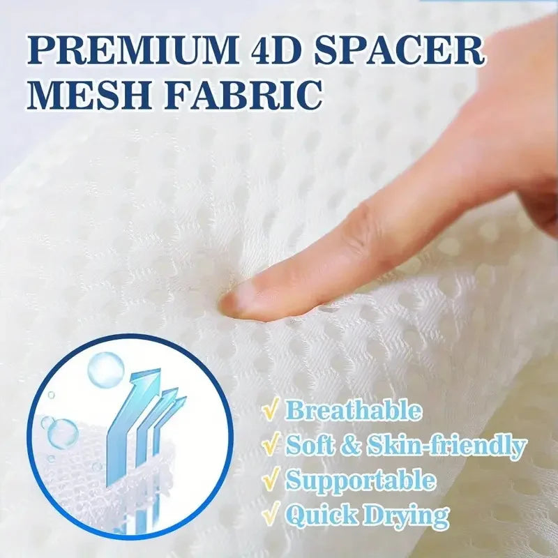Oreiller de Baignoire Ergonomique Maille 4D Ventouses