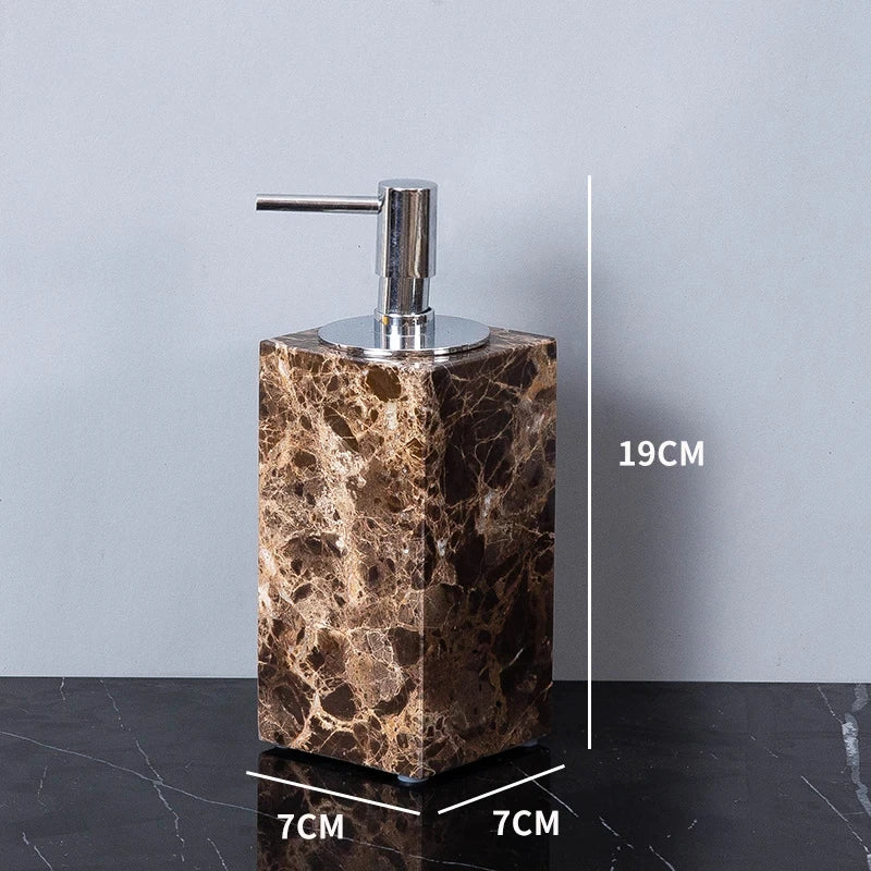 Accessoires Salle de Bain Marbre Marron Foncé à la Pièce, 9 Articles