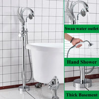 Robinet Baignoire sur Pied Col de Cygne Laiton avec Douchette, 4 Finitions