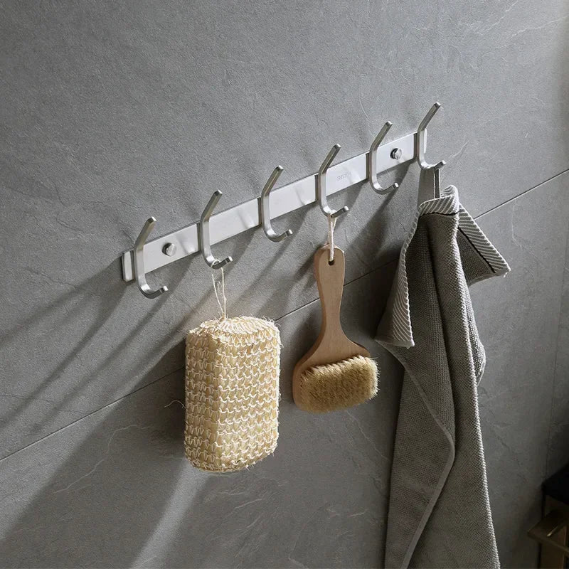 Patère Salle de Bain Inox Brossé, Barre de 1 à 7 Crochets
