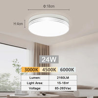 Plafonnier Cuisine LED Ultra-Plat Rond ou Carré, 18 à 48 W, Liseré Argenté