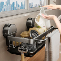 Étagère d'Évier Murale à Ventouse Sans Perçage, Aluminium Gris ou Blanc