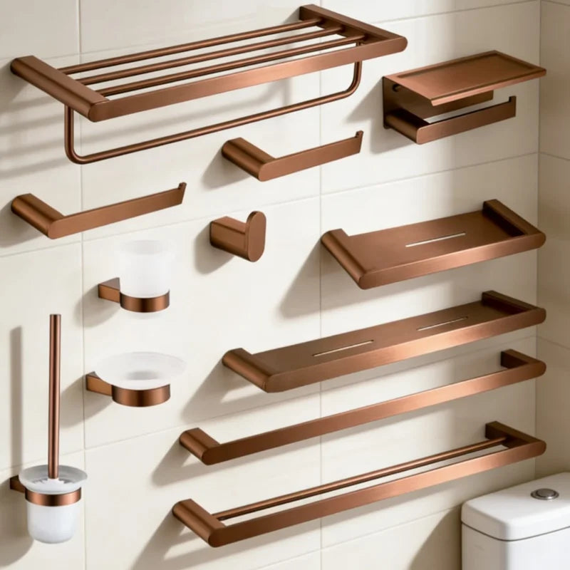 Ensemble d'Accessoires de Salle de Bain Or Rose Brossé