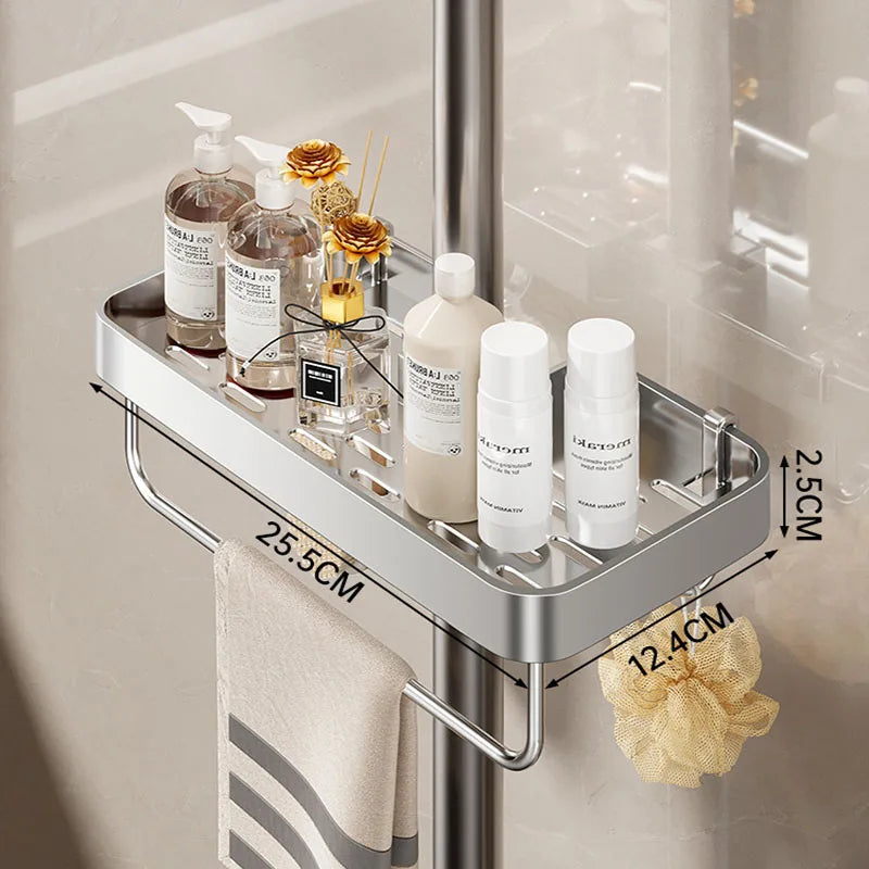 Étagère de Douche Aluminium pour Barre 19 à 25 mm, 25,5 cm