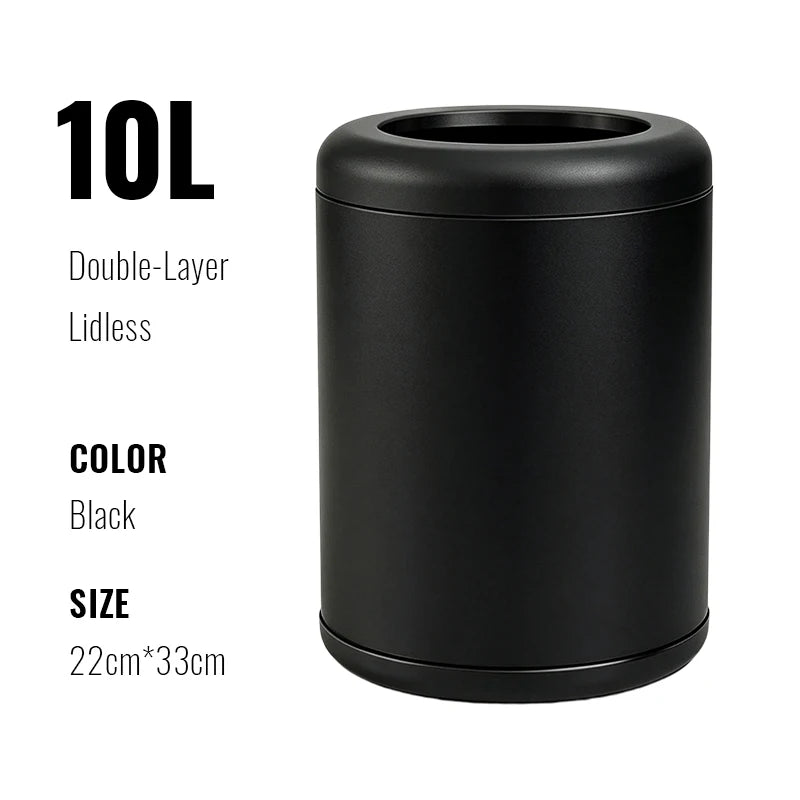 Poubelle de Salle de Bain Luxe Inox Double Couche 8 ou 10 Litres