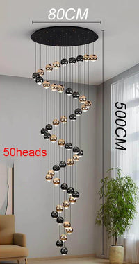 Suspension Cuisine LED à Boules Noires et Dorées, 9 à 60 Lampes