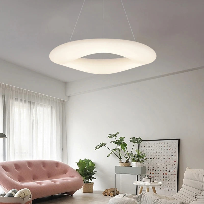 Suspension Cuisine LED Anneau Blanc, Simple ou Double, 60 à 90 cm