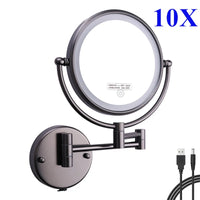 Miroir Grossissant LED Tactile Rechargeable Mural Double Bras 5X 10X