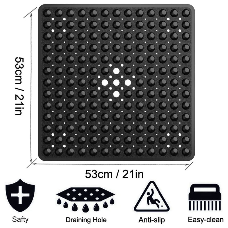 Tapis de Douche Antidérapant Carré à Ventouses 53 x 53 cm