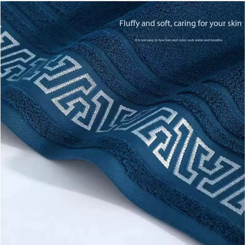 Serviette de Bain Frise Grecque Argentée 70 x 140 cm 3 Coloris