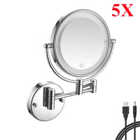Miroir Grossissant LED Mural Bras Extensible Carré 3X