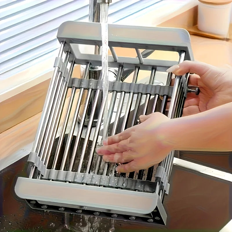 Égouttoir Inox Extensible pour Évier de 28 à 46,5 cm, Petit ou Grand Format