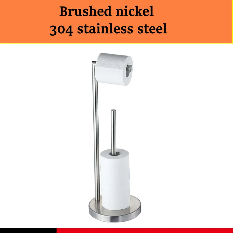 Porte-Papier Toilette sur Pied Inox 304 avec Réserve ou Brosse WC