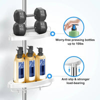 Étagère de Douche d'Angle Télescopique Sol-Plafond 4 Niveaux Sans Perçage
