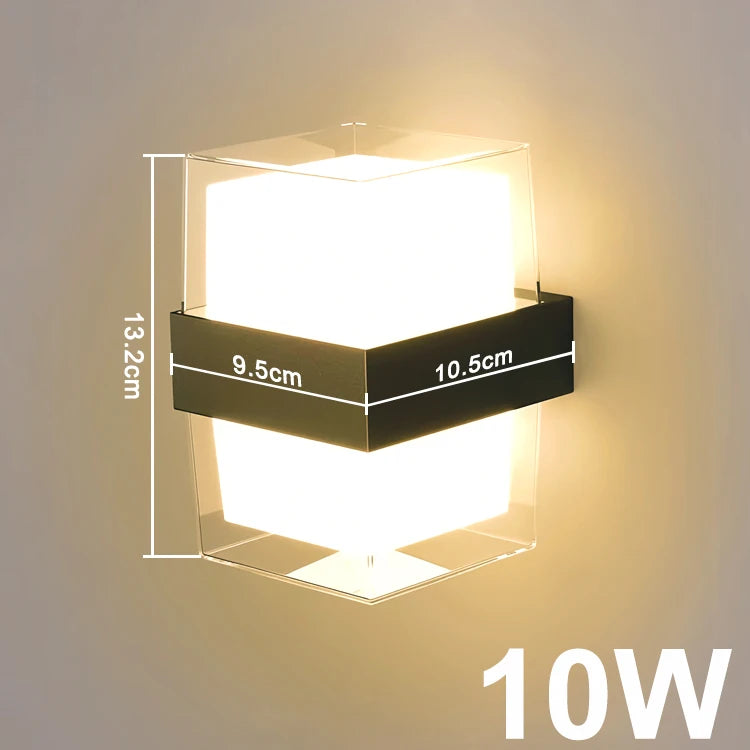 Applique Murale LED Abat-Jour Acrylique Carré ou Rond, 10 W, Noir