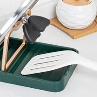 Repose-Ustensiles avec Support de Couvercle Pliable, Vert ou Gris, 18,2 cm