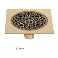 Bonde de Douche Carrée Laiton Sculpté 15 x 15 cm, 3 Motifs