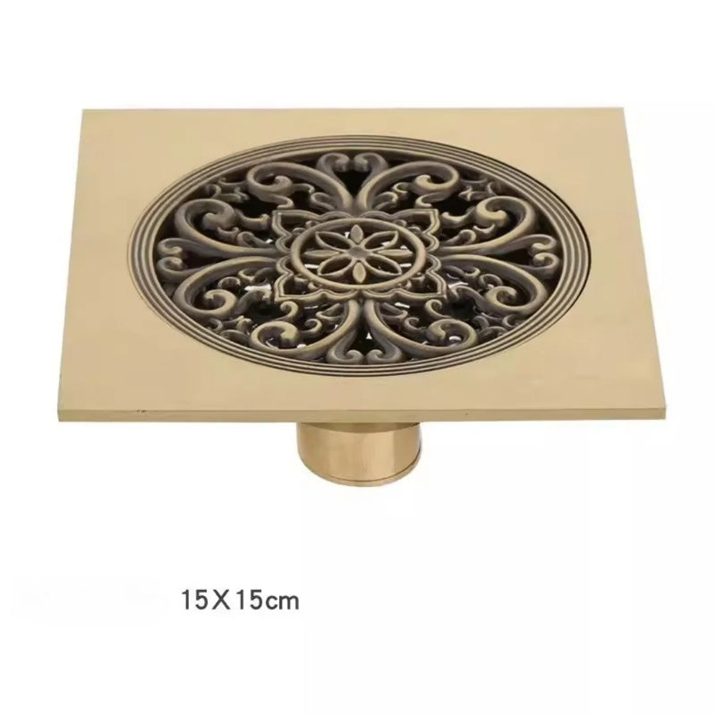 Bonde de Douche Carrée Laiton Sculpté 15 x 15 cm, 3 Motifs