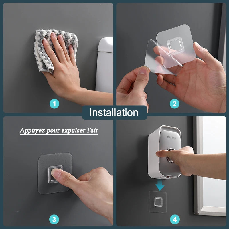 Distributeur de Dentifrice Automatique avec Porte-Brosses, Mural Gris ou Noir 15 cm