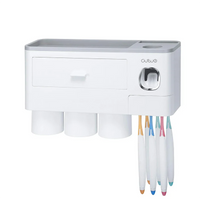 Porte-Brosse Mural Magnétique avec Tiroir et Distributeur de Dentifrice, 2 à 4 Gobelets