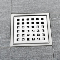 Caniveau de Douche Carré Anti-Odeur Inox 304, Grille 11 ou 15 cm