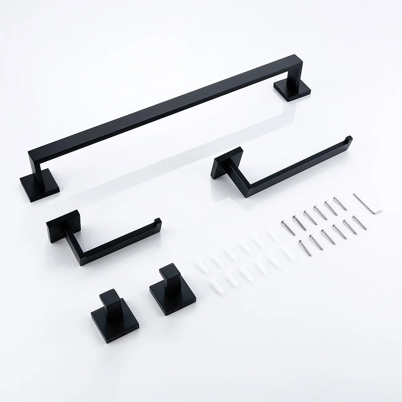 Accessoires Salle de Bain Noir Mat à la Pièce, 21 Articles
