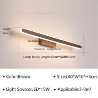Applique Salle de Bain LED Marron pour Miroir, 40 à 100 cm