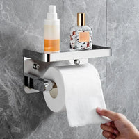 Porte-Papier Toilette Mural Inox 304 Chromé avec Tablette