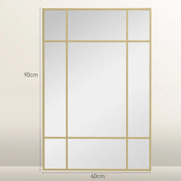 Miroir Mural Rectangulaire Style Verrière Noir ou Doré 90 x 60 cm