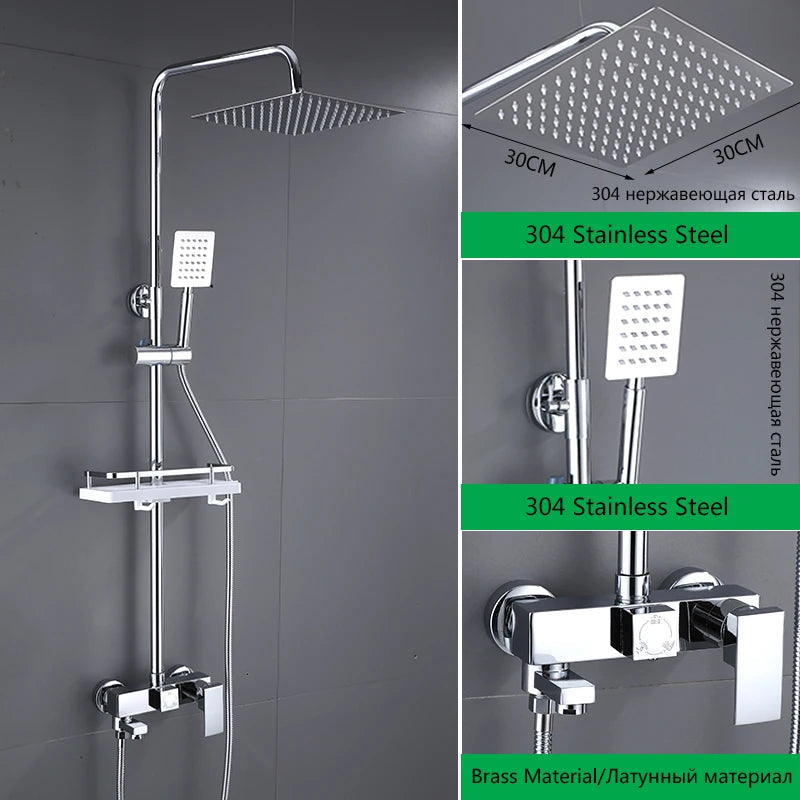 Douche Encastrable 3-4 Voies Noire ou Chromée