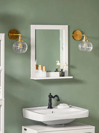 Miroir Salle de Bain avec Rangement Blanc 40 x 49 cm