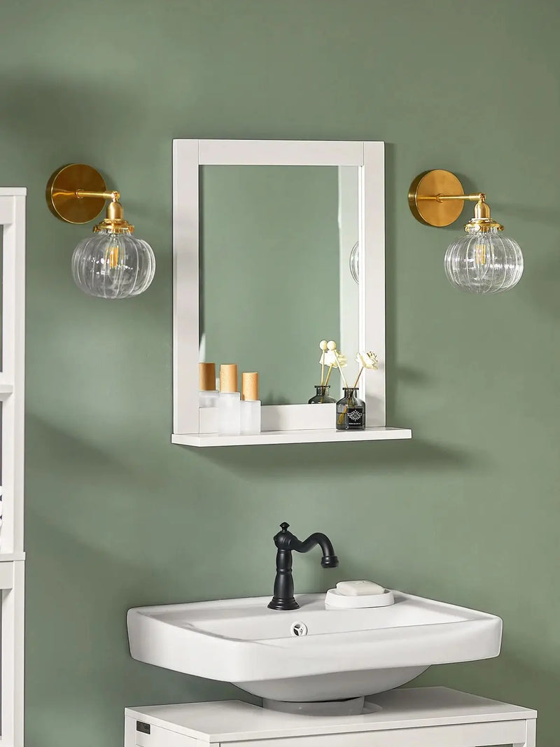 Miroir Salle de Bain avec Rangement Blanc 40 x 49 cm