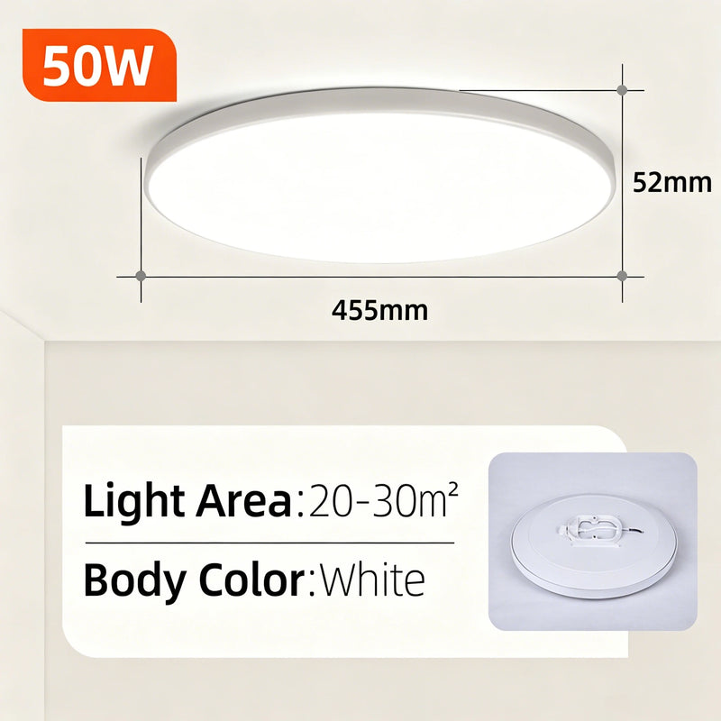 Plafonnier LED Salle de Bain Bois, Puissance et Teinte au Choix