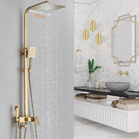 Colonne de Douche Dorée Brossée avec Mitigeur, Bec Baignoire et Douchette WC