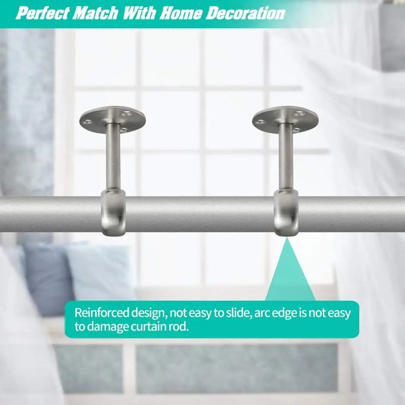 Support de Tringle Rideau de Douche au Plafond, Acier Brossé 25 mm