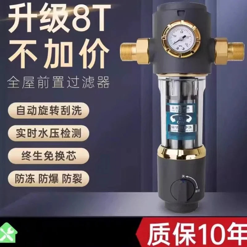 Préfiltre à Sédiments Toute la Maison avec Manomètre et Lavage Automatique