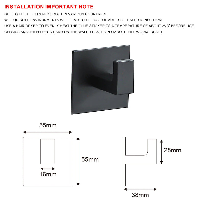 Patère Adhésive Sans Perçage Aluminium 1 à 6 Pièces