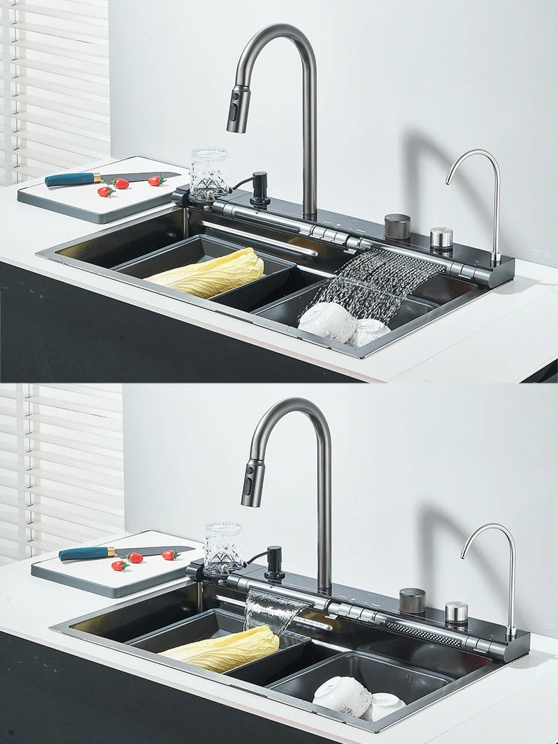 Évier de Cuisine Inox Multifonction 1 Bac 75 cm