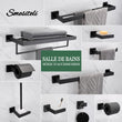 Accessoires Salle de Bain Noir Mat à la Pièce, 21 Articles