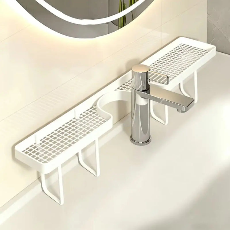 Étagère de Robinet pour Lavabo Sans Perçage, Noir ou Blanc, 50 cm
