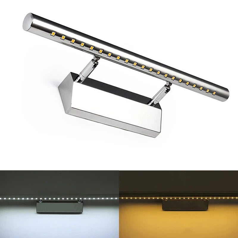 Applique Salle de Bain LED Inox pour Miroir, Orientable 40 et 55 cm