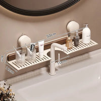 Étagère Lavabo Murale sans Perçage, Aluminium et Noyer, 40 à 60 cm