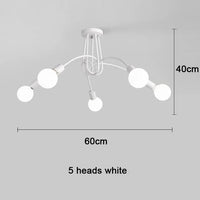 Plafonnier Cuisine Branches 3 ou 5 Lampes E27, Noir, Blanc ou Doré