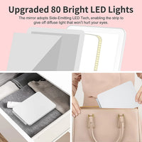 Miroir de Maquillage LED Pliant Rechargeable USB, 3 Teintes de Lumière