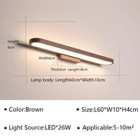 Applique Salle de Bain LED Marron pour Miroir, 40 à 100 cm
