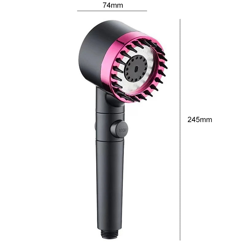 Pommeau de Douche à Filtre Massage, Kit avec Flexible et Support, Gris ou Violet