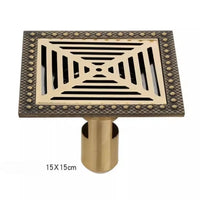 Bonde de Douche Carrée Laiton Sculpté 15 x 15 cm, 3 Motifs